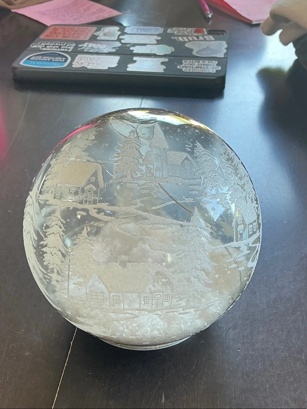 Glass Snow Globe Winter Village Holiday Decor - Clear - Valerie Parr Hill